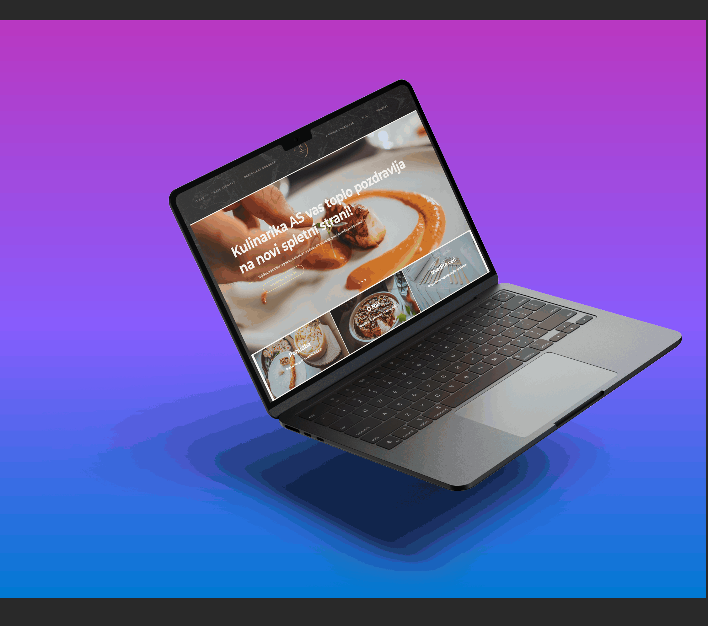 Kulinarika AS website on a laptop mockup